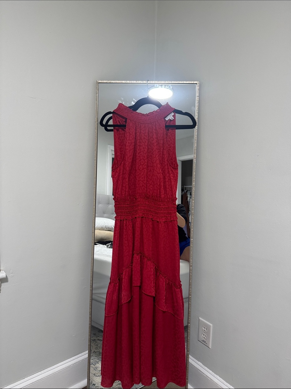 Red Sleeveless Maxi Dress with Smocked Waist